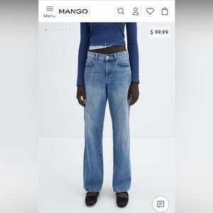 BNWT MANGO Wideleg jeans with decorative stitching